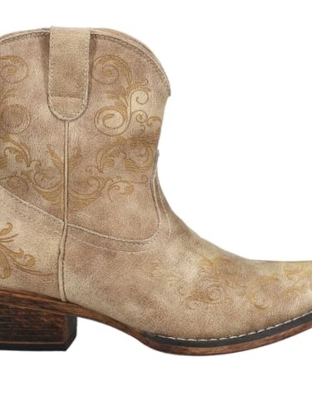 🆕 womens Short Stuff Embroidery Round Toe Roper Booties Western Boot